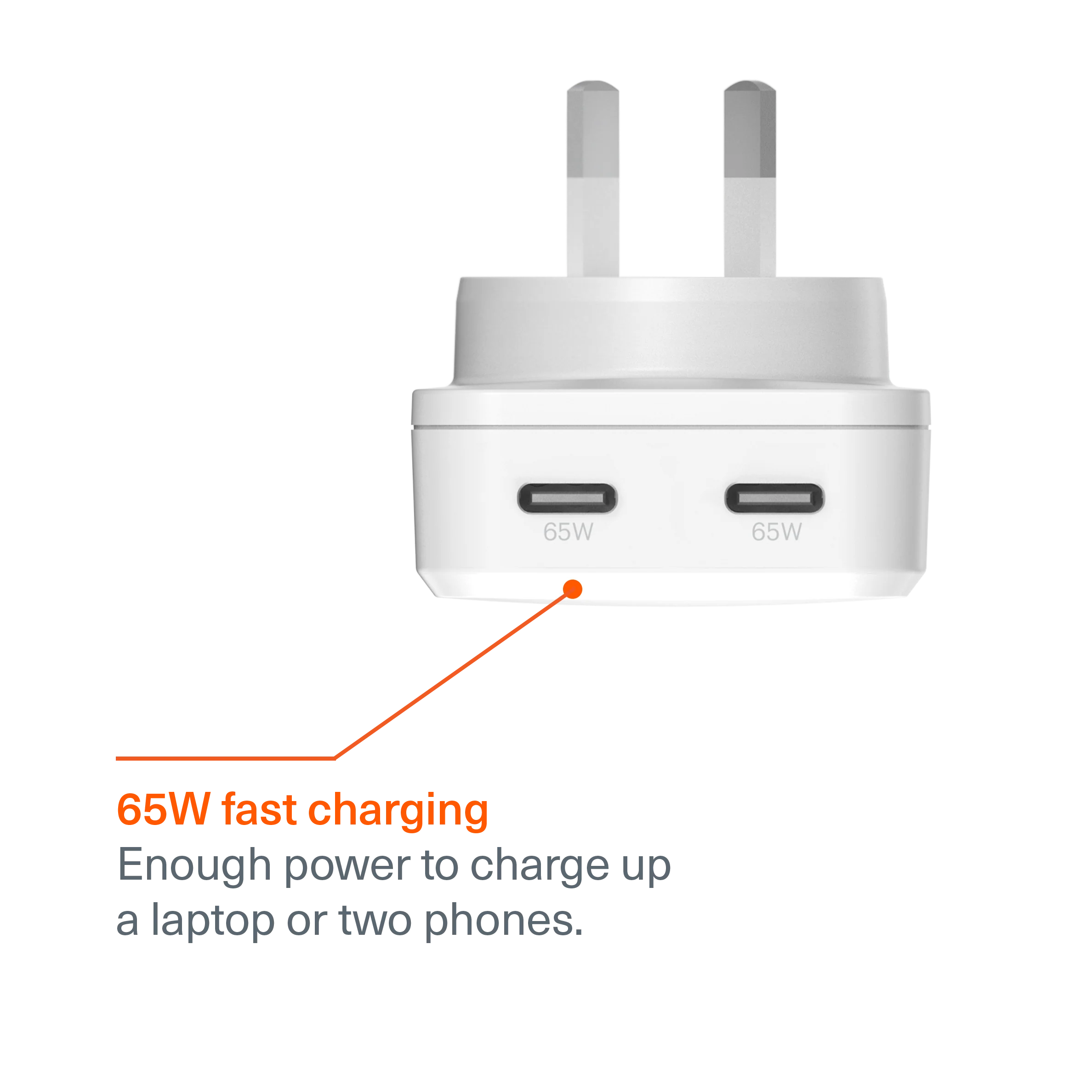 65W Dual USB-C GaN Slim Wall Charger - Image 4