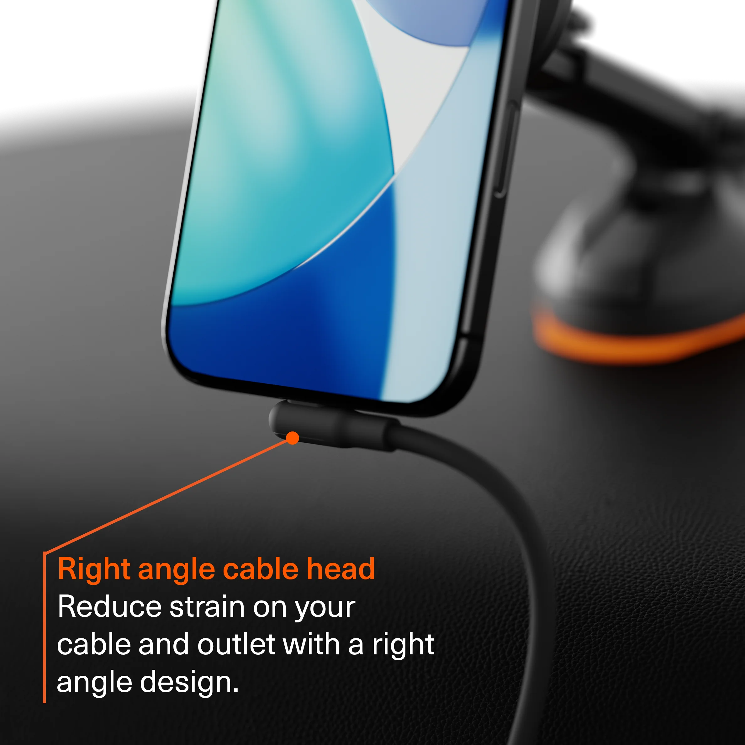 Right Angle Lightning to USB-A Silicone Cable - 70CM - Image 3