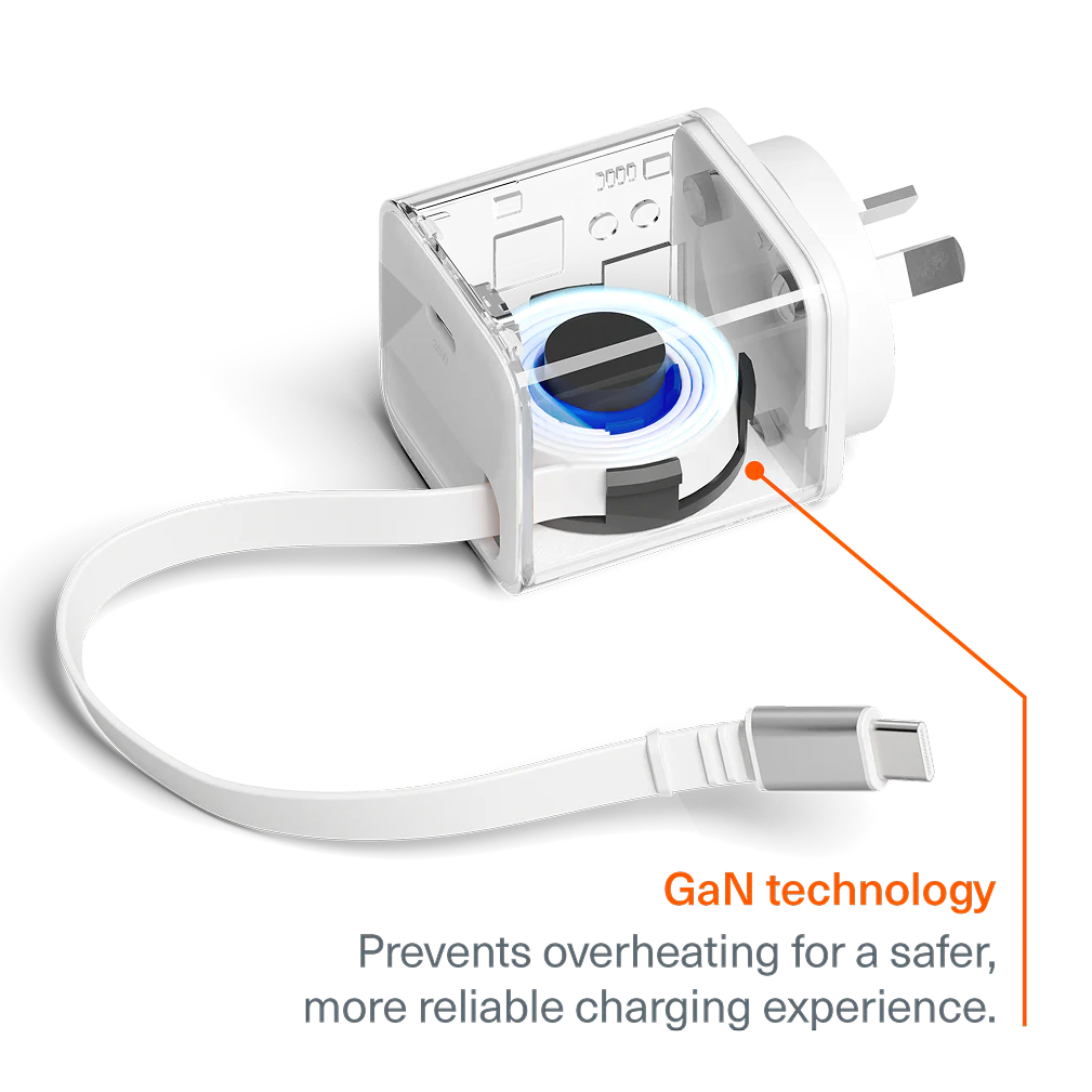 30W USB-C GaN Wall Charger with Retractable Cable - Image 5