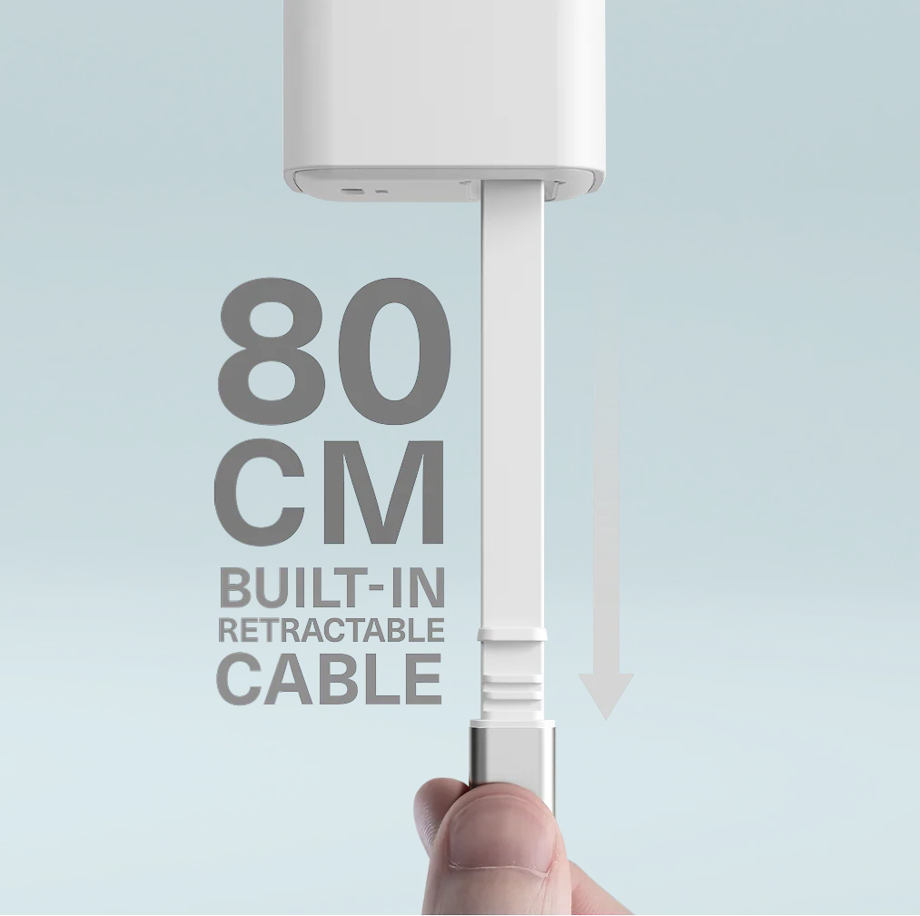 45W USB-C GaN Wall Charger with Retractable Cable - Image 3