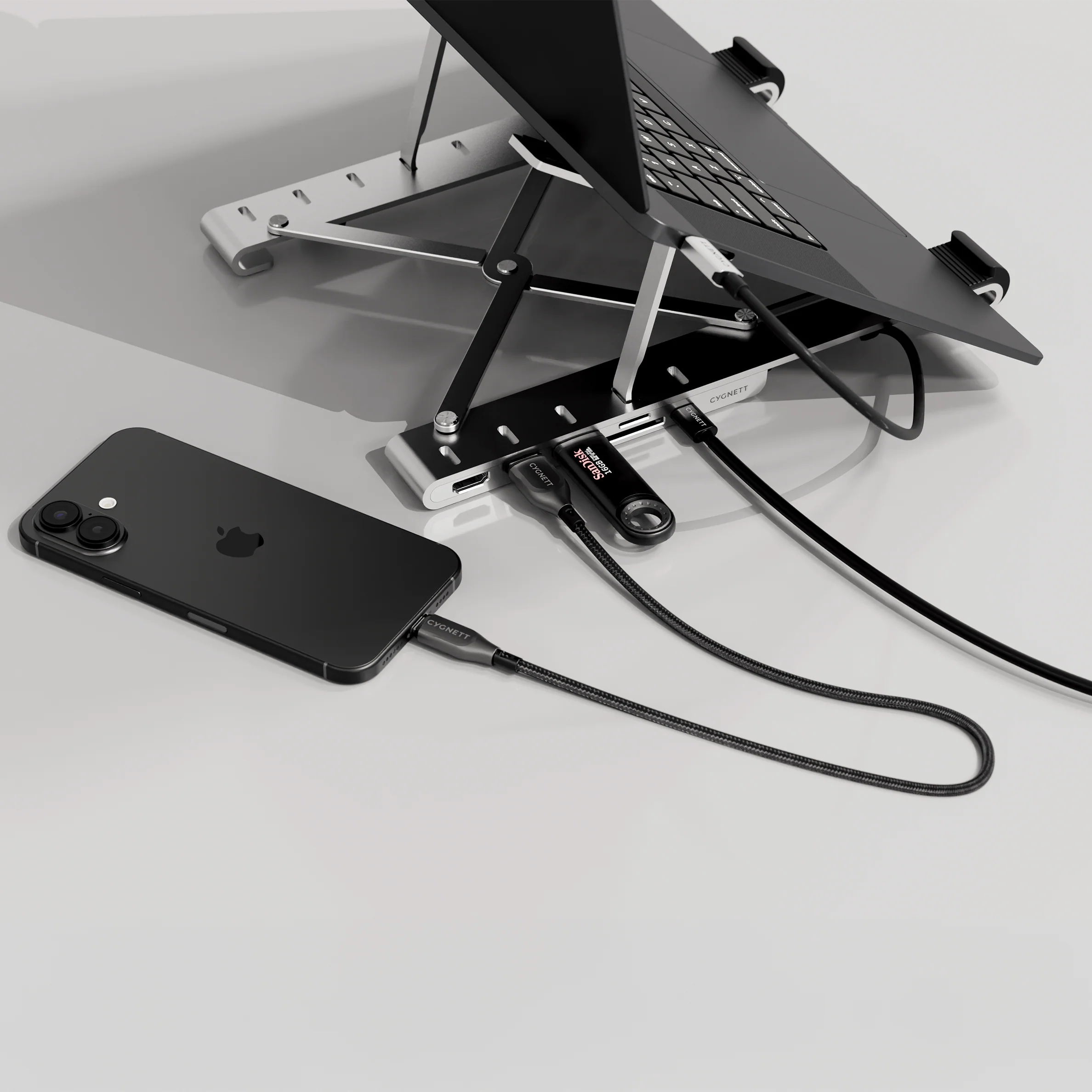 7-in-1 Hub with Folding Laptop Riser (Single HDMI) - Image 2