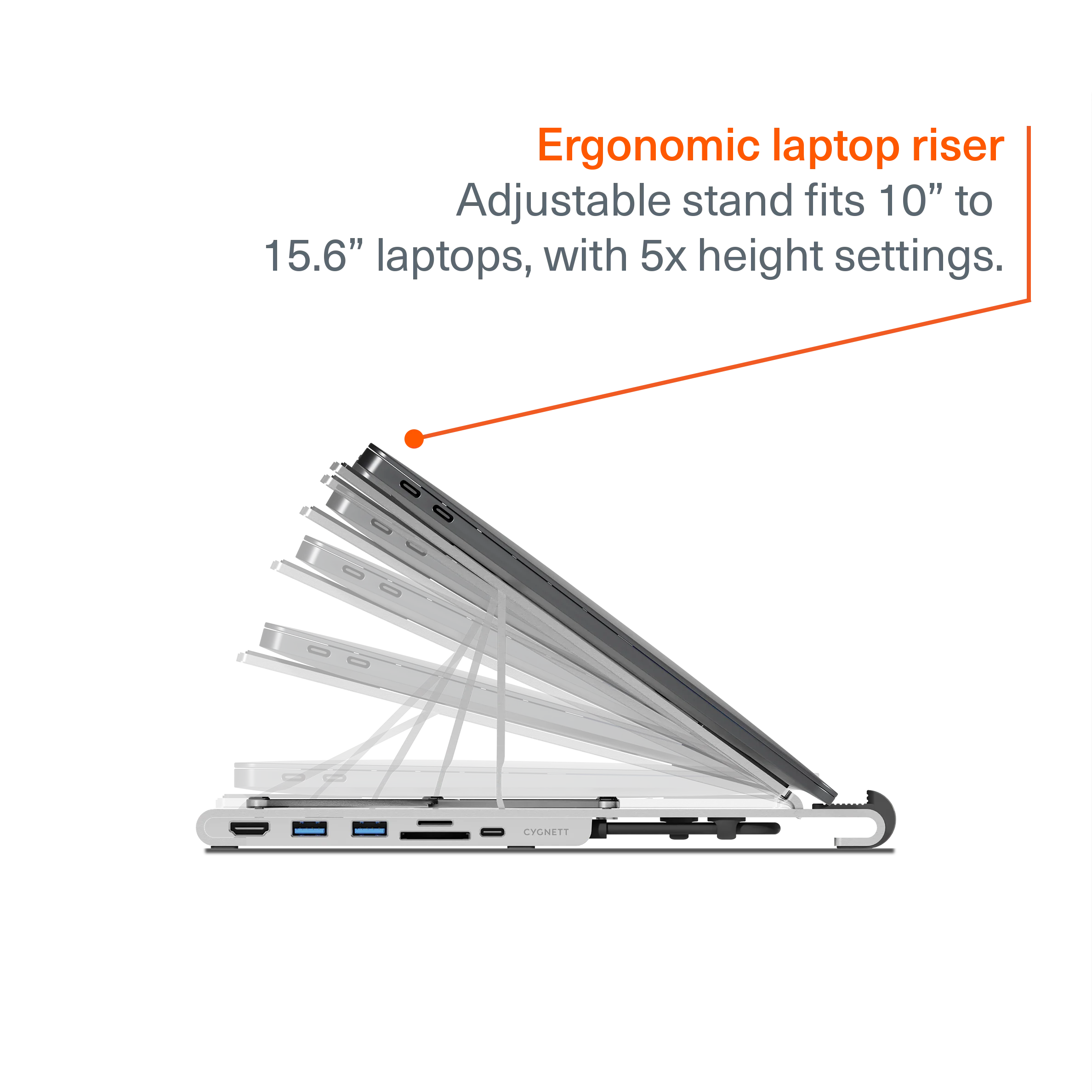7-in-1 Hub with Folding Laptop Riser (Single HDMI) - Image 4